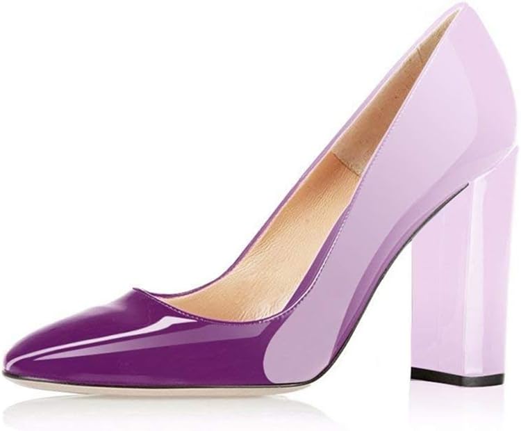 Pumps Women Sexy Patent Leather Pointed Toe Block Heels Pumps Gorgeous Evening Party Wedding Stiletto Shoes Plus Size