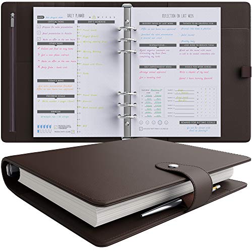 A5 Binder Organizer – Agenda 2022 daily planner (undated) / to do list & Business Planner for Women – PU Leather Journal…