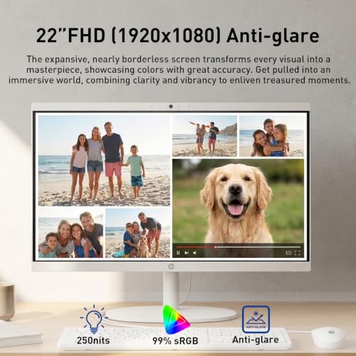 Image of HP 22 inch FHD All-in-One Desktop w /efficient 4-core Intel CPU for Home Office