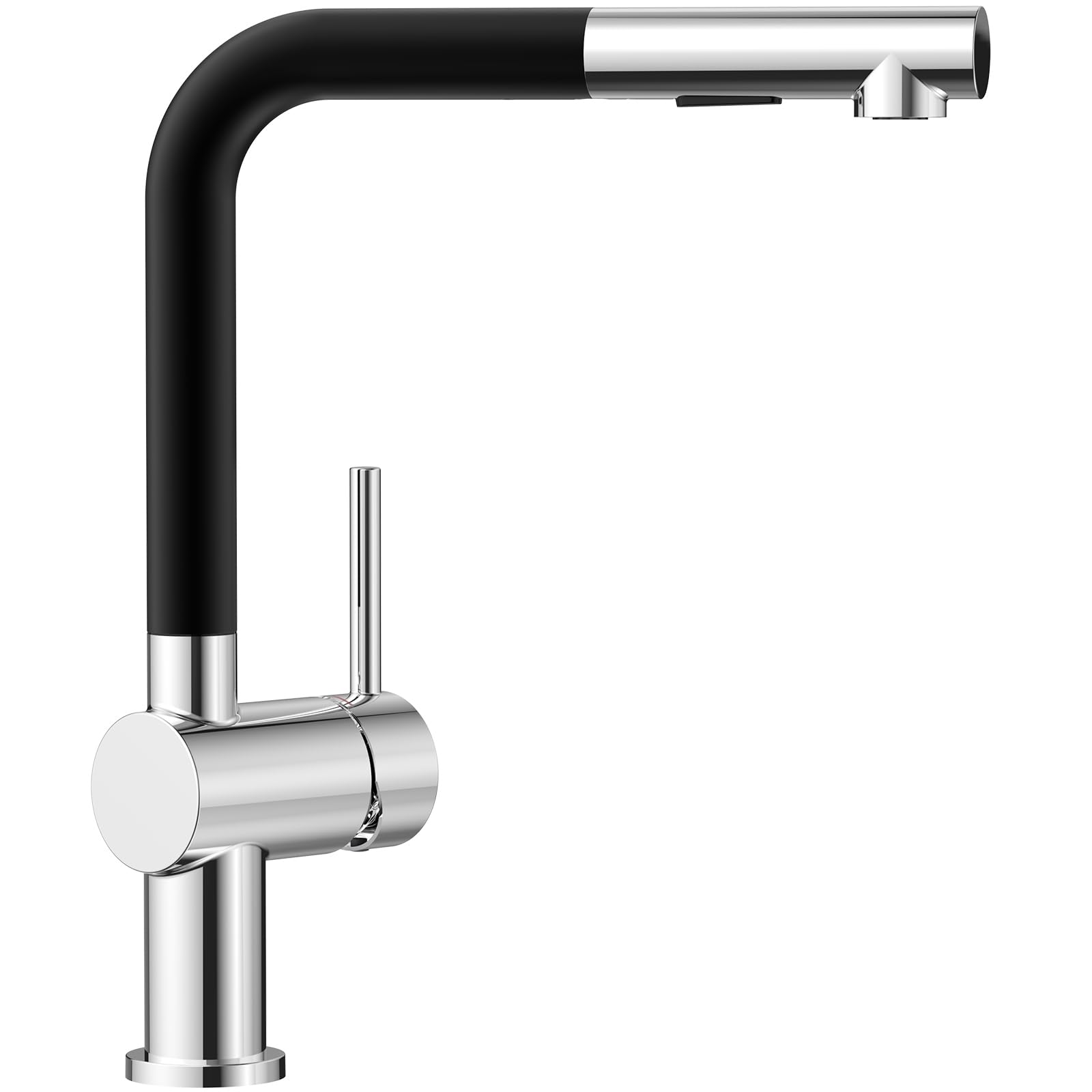 CECIPA Grifo Cocina, Grifo Cocina Fregadero Extraíble con dos Modos Chorro, Mezclador con Palanca única para Fregadero, Giratorio 360°, Aleación Zinc, Negro-Cromo