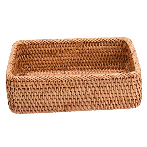 Paniers de Rangement en Rotin Corbeille à Pain Rectangulaire Tissée Plateau de Service Rectangulaire en Osier Corbeille à Fruits en Rotin, Organisateur...