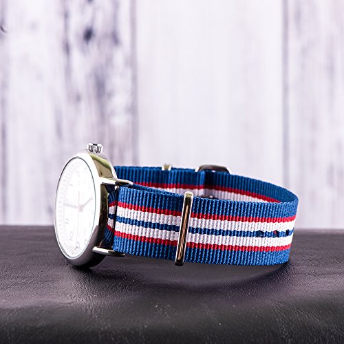 Image of Clockwork Synergy Classic Ballistic - 18mm Royal Blue /Red /White Nylon Ballistic Watch Strap Band