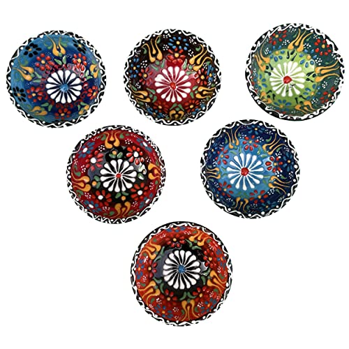 Colorful Ceramic Bowls Set Of 6, Small Dipping Bowls,Soy Sauce Dish, Cooking Prep & Charcuterie Board Bowls,Multicolor Handmade Decorative Serving Dishes (3 Oz - 3.2’’) (4 Bowls, 1, Count) #TOP30