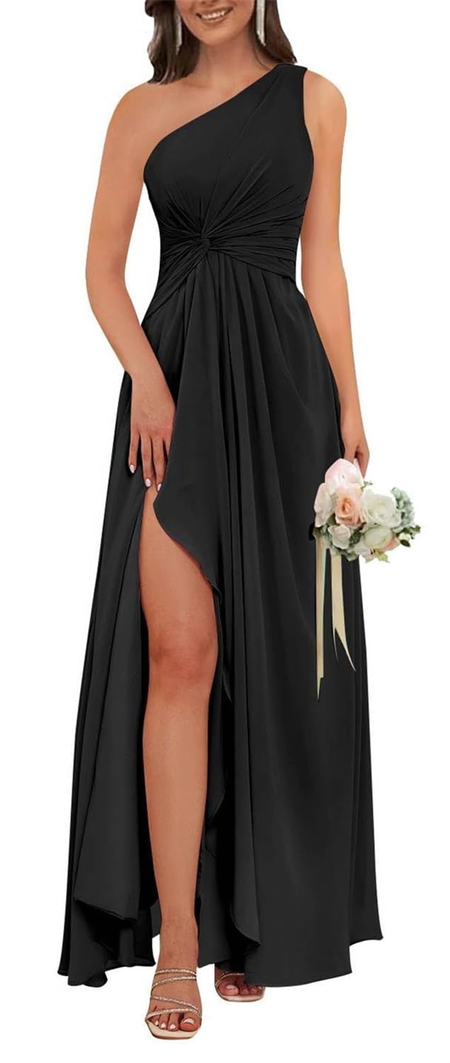 Hppee Women's Black Chiffon Bridesmaid Dresses For Wedding Pleated Corset Summer Formal Dress Evening Gown Uk14