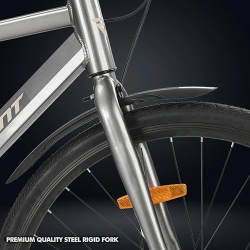 Image of ROADGIANT BRO-Code 700C | Dual Disc Brake | Hy-Brid | Aluminum Frame Bicycle |Single Speed | Light Weight | Unisex| for All-Terrain Riding (Grey)