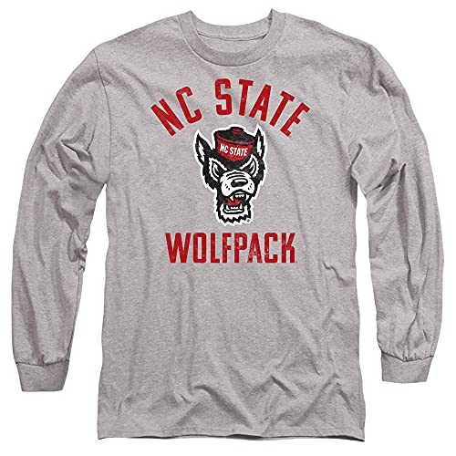 NC State Wolfpack Official Ncsu Wolfpack Logo Unisex Adult Long-Sleeve T Shirt,Athletic Heather, Large