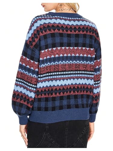 Image of MakeMeChic Women's Striped Sweaters Halloween Vintage Grandpa Sweaters