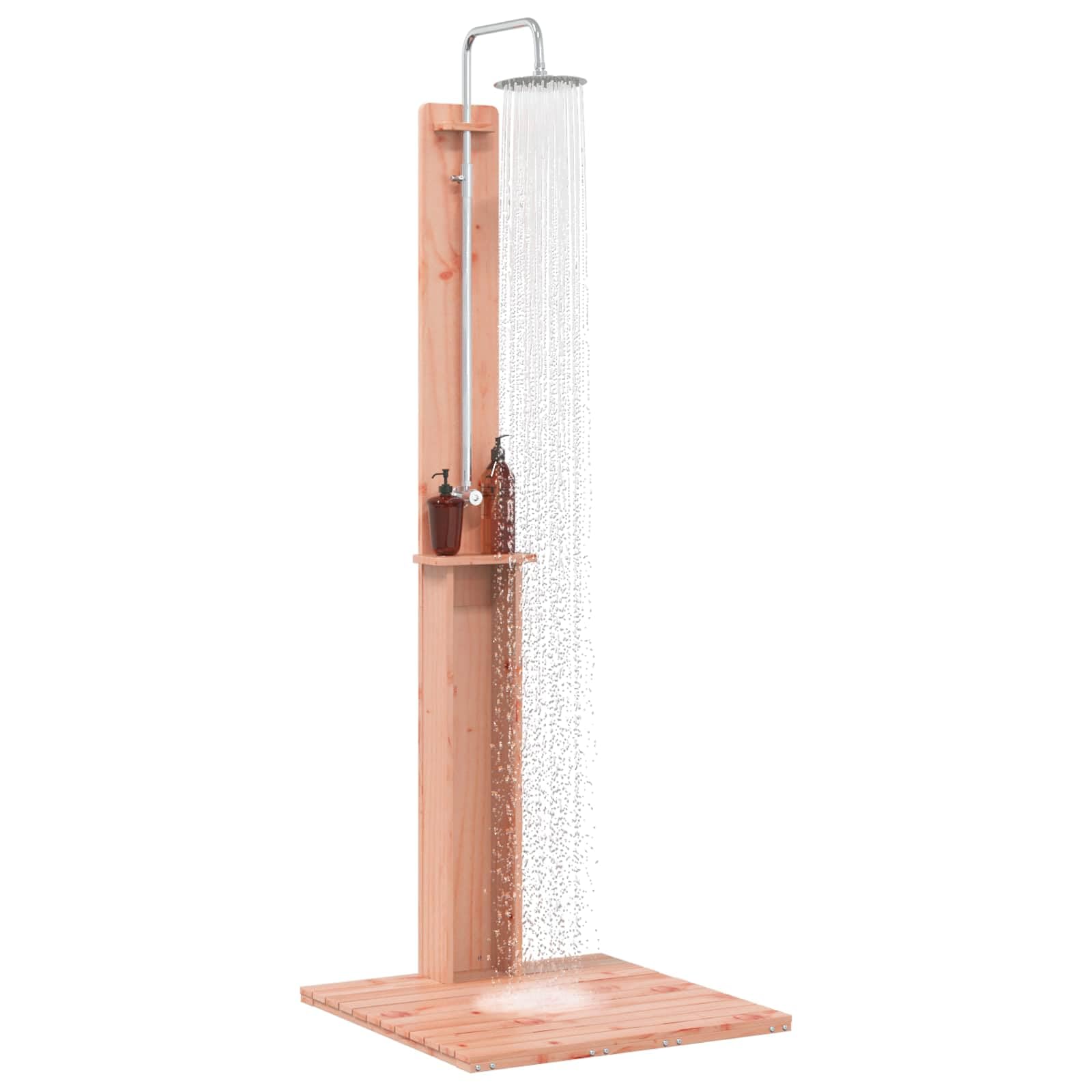 vidaXL Outdoor Shower Nature 75 x 76 x 217 cm Solid Douglas Fir Wood Alfresco Shower Modern Steel Garden Object Weatherproof Outdoor Functional Patio Contemporary Design