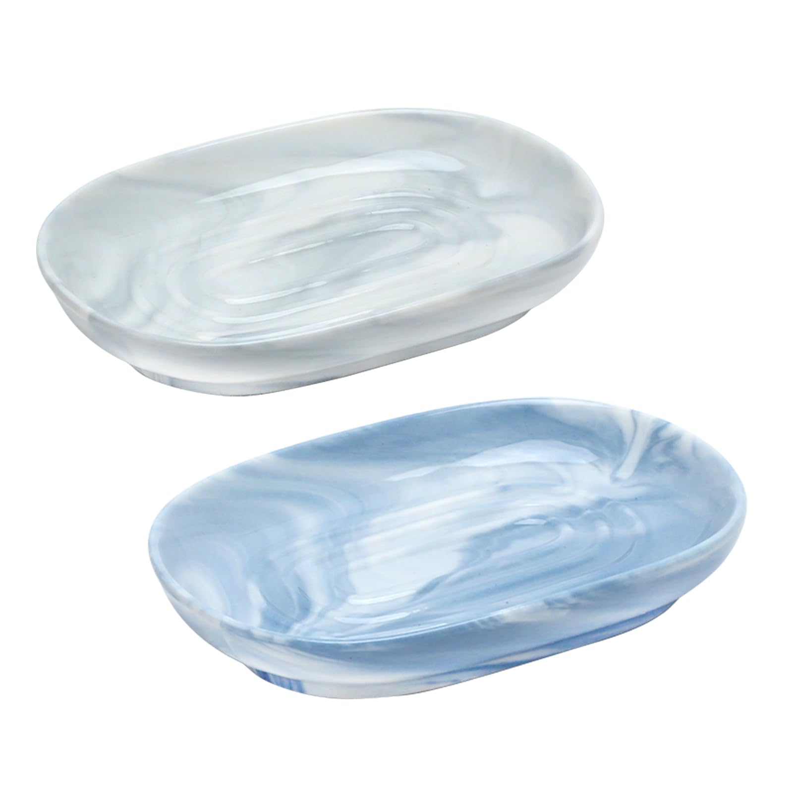 2 sztuki ceramicznej mydelniczki, antypoślizgowy uchwyt na mydło z marmuru, elegancki owalny wzór z antypoślizgowym dnem, pojemnik na mydło, dozownik mydła, podstawka na mydło do umywalki, łazienki
