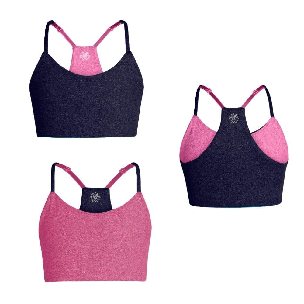 Bleum Girls Racerback Moisture-Wicking Training Bra | Lightweight Sports & Everyday Bra for Teens & Tweens, Adjustable, Reversible, Breathable | Support & Coverage for Active Life Navy