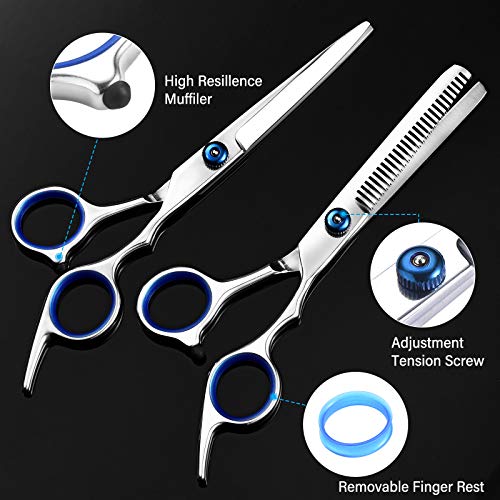 Professional Hair Cutting Scissors Set , Hair Scissors, Thinning Shears, Comb, etc, Professional Barber/Salon/Home Shears Kit For Men Women and Pet, 6.7 inch