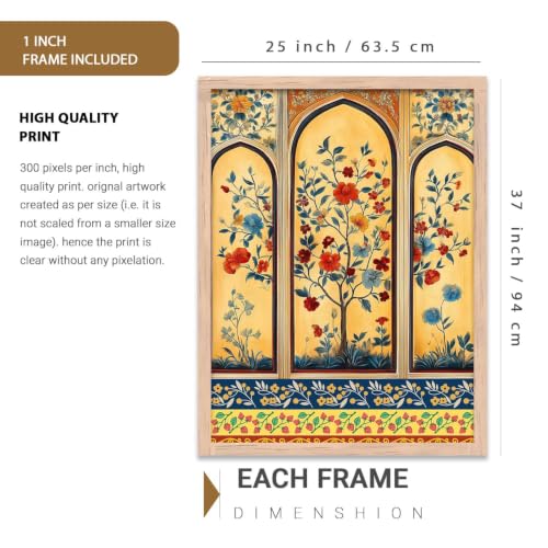 Image of kotart Paintings Home Decoration For Living Room Bed Room Hotel Wall Decor Digital Reprint | Indian Traditional Madhubani Wall Art Painting With Frame Set of 3 (35x37 Inch)