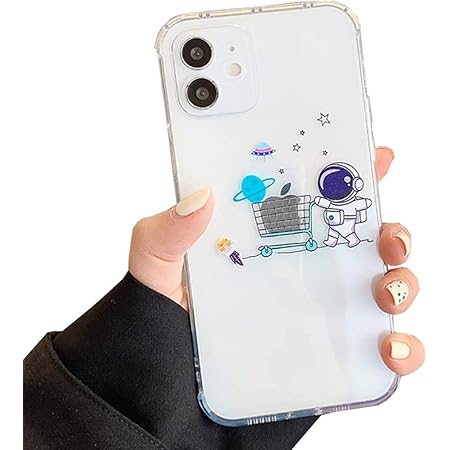 Amazon クリアクリエイティブ宇宙飛行士宇宙惑星スターかわいい漫画パターンのiphone 12 Proケースと互換性がありますiphone 12 6 1 用のソフトtpu保護スリム耐衝撃ケース 幸運をもたらす Xiixi 家電 カメラ