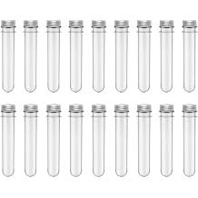 50pcs 45ml Plastic Test Tube Bottles Reusable Storage Tubes with Aluminum Caps for Bath Salts Candy Storage and Multipurpose Use