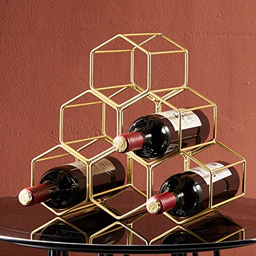 Soporte para botellas de vino metálico de pared dorado miniatura 4