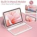 KBCASE for iPad Air 11 inch (M3/M2) 2025/2024 Case with Keyboard, Keyboard Case for iPad Air 5th/4th Gen/for iPad Pro 11 2018, Detachable Wireless Keyboard Tablet Case with Pencil Holder(Light Pink)