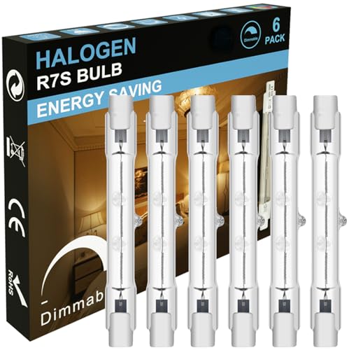 MISDOOD R7S Halogen Light Bulbs 120V 100W,6 Pack J78mm T3 J Type Halogen Bulbs, 3 Inch Long Double Ended Light Bulb for Work, Security,Landscape Lights, Dimmable