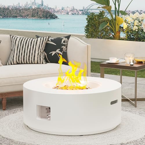 HongTaok 32.5 Inch Propane Fire Pit Table, 50,000 BTU Round Patio Fire Pit Table Outdoor,...