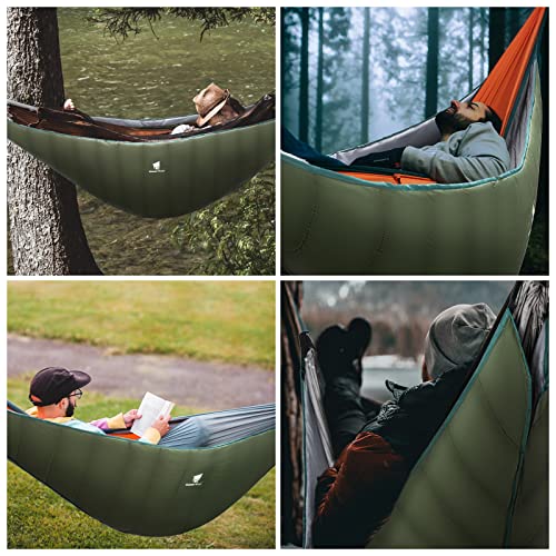 GEERTOP Hängematte Underquilt Leichte Isomatten Underkilt Outdoor für Single Double, Ultraleichte Baumwolle Tragbare Camping Underblanket, Schlafsack für Wandern, Reisen, Abenteuer（Braun）