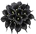 Duovlo 20pcs Calla Lily Bridal Wedding Bouquet Lataex Real Touch Artificial Flower Home Party Decor (Black)
