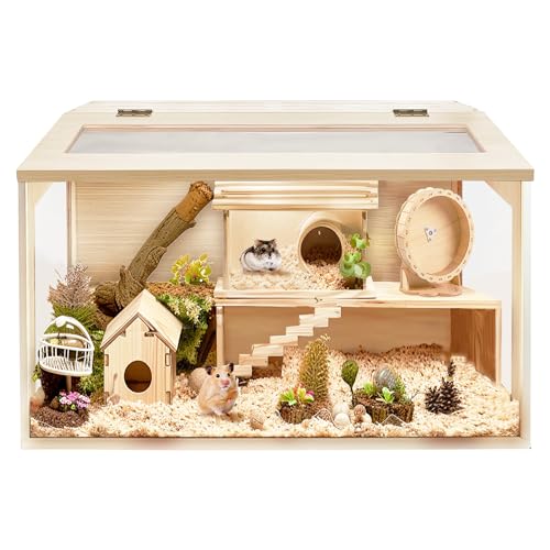 PROLEE Hamster Cage with Chewproof Wood Top,Guinea...