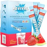 Revival Kids Hydration Vitamin Drink - Electrolyte Squash with Vitamins D, A, C, K, B6, B12 - Immunity, Growth, Development | Strawberry & Watermelon | 30 Pack