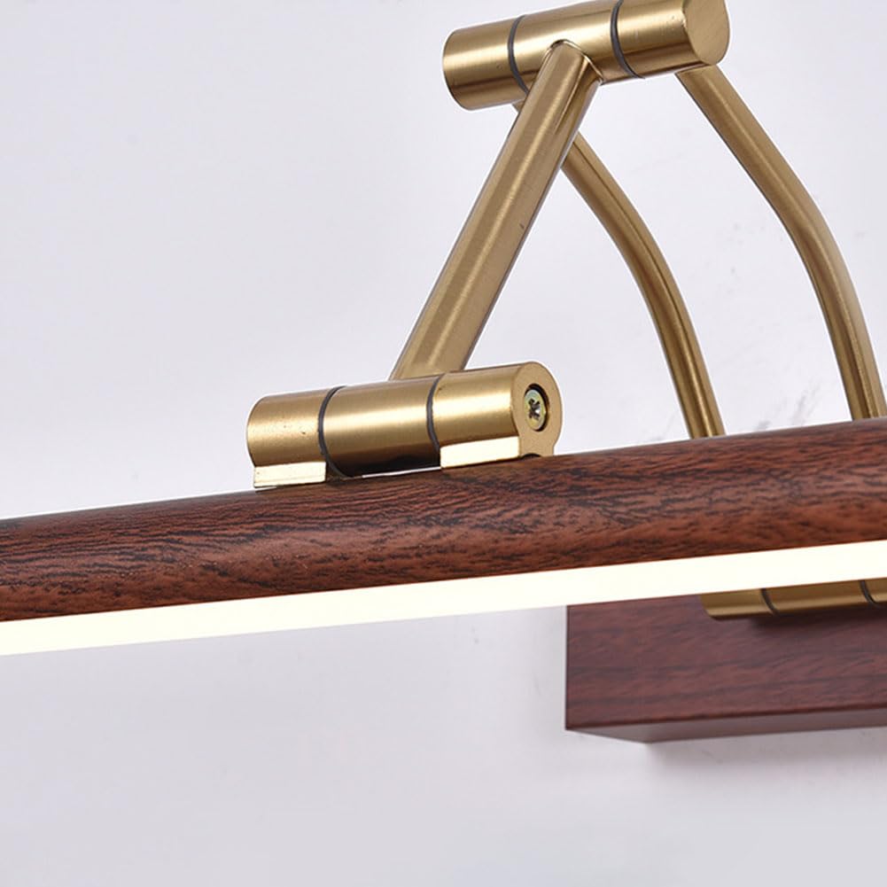 LED Spiegelleuchte Holzmaserung Drehung Wandleuchtedn 12W 56CM Wandlampe 3 Helligkeitsstufen 3000k/4500k/6000k Spiegellampen Verstellbare Wandbeleuchtung Schwenkarm für Wohnzimmer, Schlafzimmer