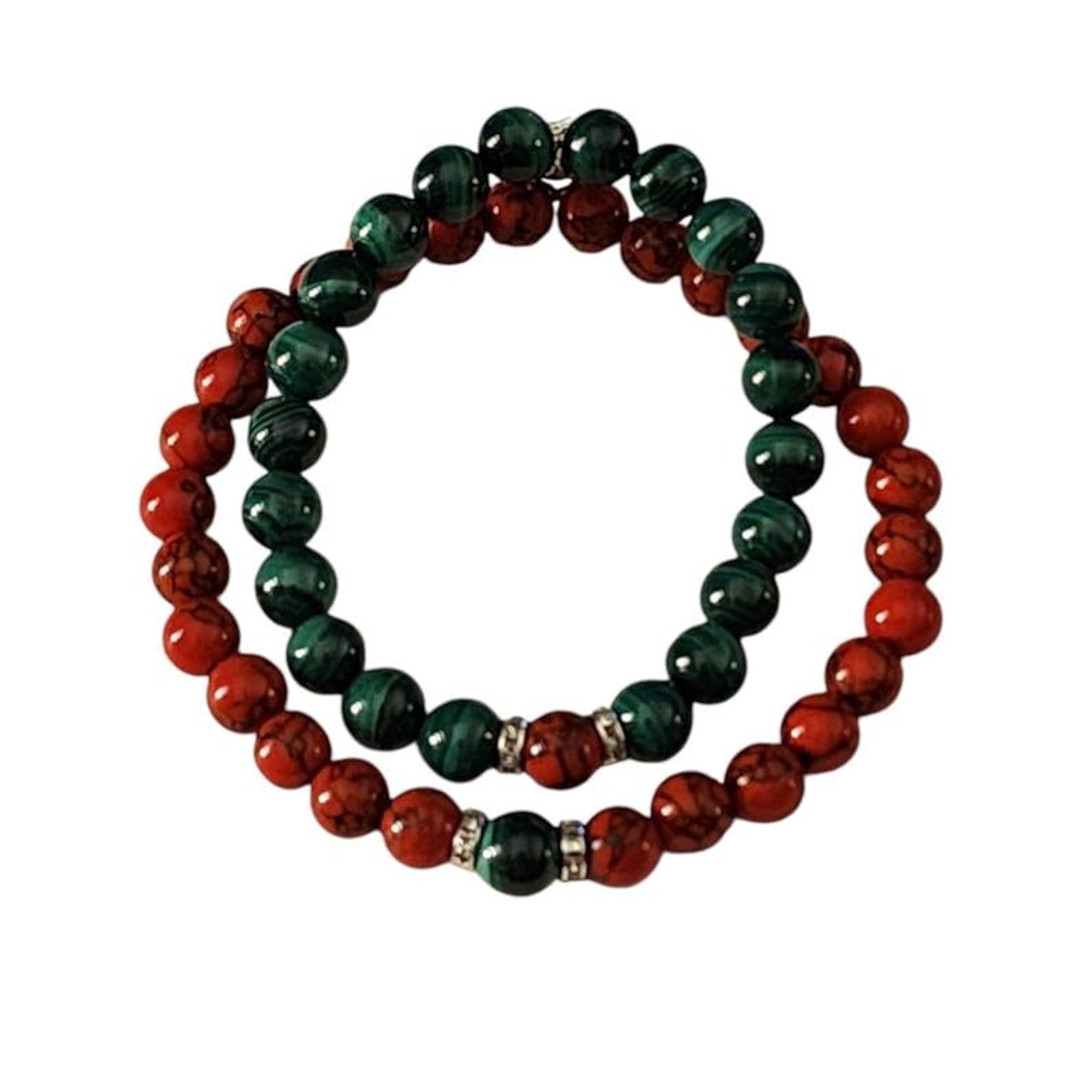 Couples Malachite & Red Turquoise Friendship Bracelet Set