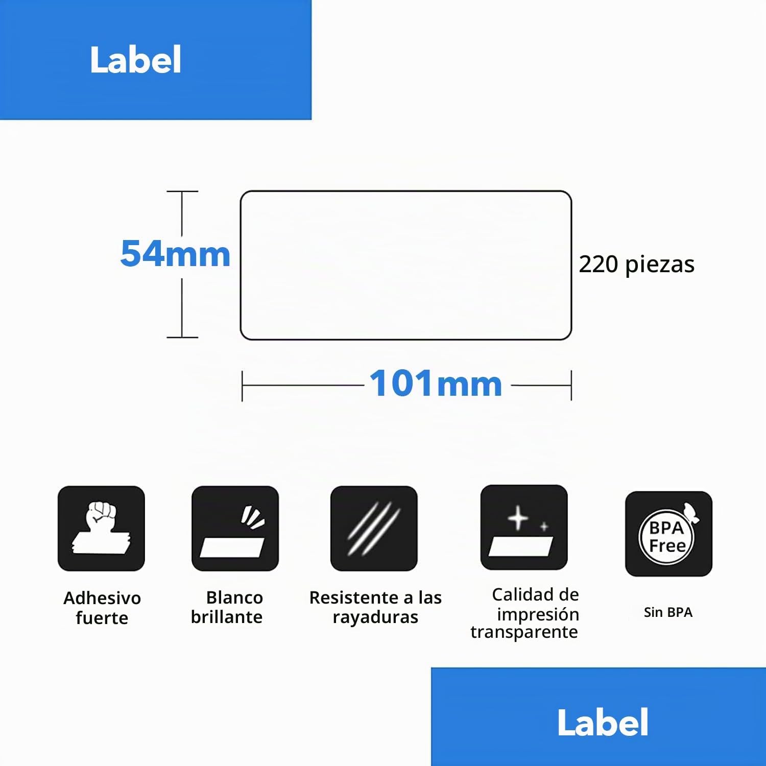 10 rollos de etiquetas autoadhesivas 99014 compatibles con DYMO, 54 mm x 101 mm, etiquetas multiusos para LabelWriter 450 Serie y 4XL
