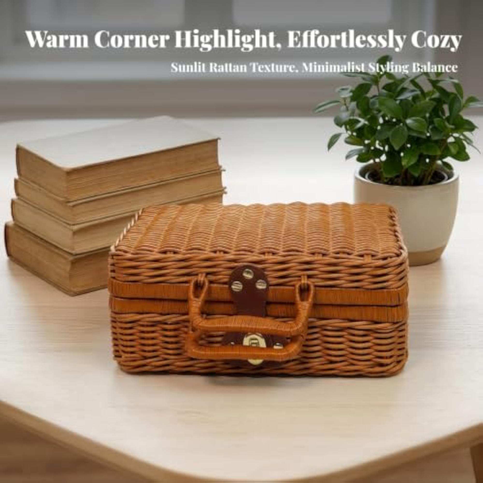Decorative Woven Storage Case with Hinged Lid