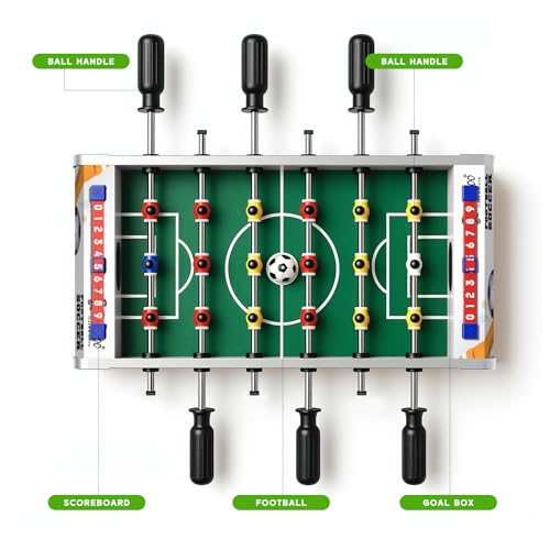 Image of Cockatoo Indoor Soccer Game for Boys & Girls, Foosball Big Table with 6 Rod Cap, 6 Handles and 18 Players, 2 Ball, 2 Scorer, 2 Goal Box, Wooden Size: 50 * 37 * 15.5cm -Blue & White