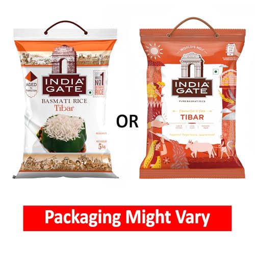 Image of India Gate Flavourful & Fine Tibar Basmati Rice 5 Kg | Long & Slender Grains | Naturally Aged