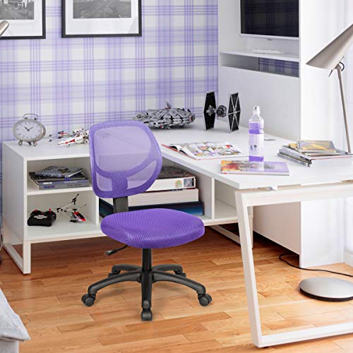 Giantex Kids Desk Chair, Low-Back Mesh Children Computer Task Chair With Adjustable Height & Support Lumbar, Upholstered Mesh Swivel Chair For Boys Girls (Purple) #TOP1