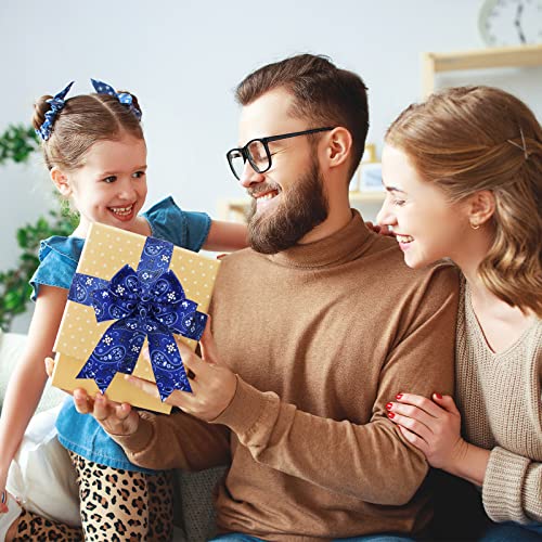 Bandana Canvas Ribbon Blue 3 Rolls 0.4 Inch 0.87 Inch 1.5 Inch Grosgrain Fabric Ribbon Decorative Ribbon For Gift Wrapping Diy Bow Craft Flower Party Decor, 15 Yards Spool #TOP6