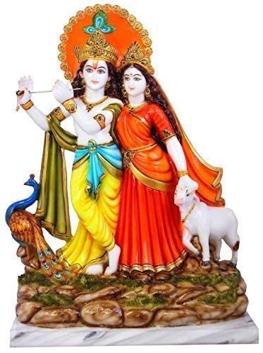 Divine Gifts Marble Dust Radha Krishna Idol | Radhey Shyam , Multicolor, 15 Inches, 1 Piece