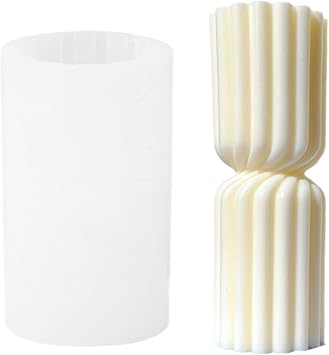 Cylindrical Tall Twirl Pillar Silicone Molds, DIY Ribbed Twist Molds for Candle Making, Geometric Swirl Abstract Decorative Striped Aroma Gypsum Molds for Home Decor Art Crafts 5.1in
