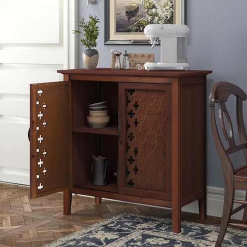 Small-Accent-Cabinet-with-2-Vintage-Hollow-Carved-Doors-Wood-Antique-Sideboard-Buffet-Cabinet-with-Storage-Farmhouse-Credenza-for-Living-Room-Dining-Room-Entryway-Hallway-Kitchen-Brown Small Accent Cabinet with 2 Vintage Hollow Carved Doors Wood Antique Sideboard Buffet Cabinet with Storage Farmhouse Credenza for Living Room Dining Room Entryway Hallway Kitchen Brown