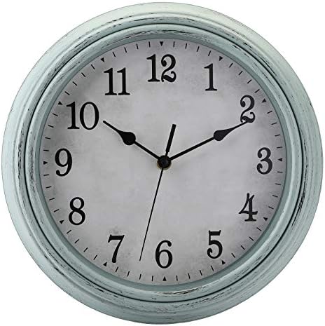 Jucoan 12 Inch Vintage Retro Wall Clock, Green Silent Non-Ticking Round Wall Clock, Battery Operated Farmhouse Rustic Style for Living Room Kitchen Home Office School