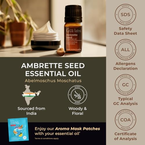 Image of 100% Pure Ambrette Seed Essential Oil - 0.34 Fl Oz - Ambrette Seed Oil for Hair, Skin, Diffuser, Aromatherapy & DIY Candle Making Scent