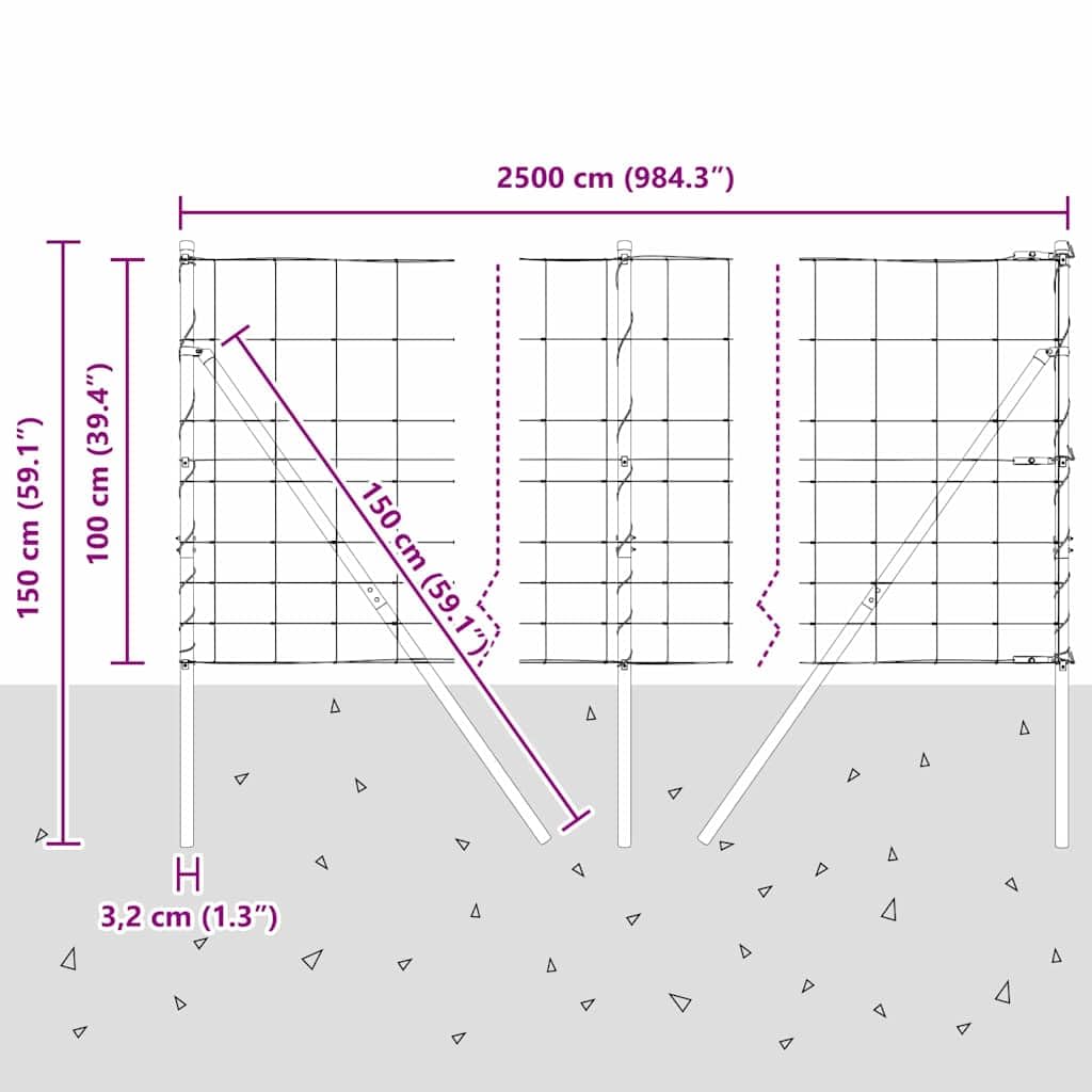 Geschweißter Drahtzaun 25 x 1 m mit verzinktem Stahl, 11 Pfosten, wetterbeständig für Garten, Terrasse, Außenbereich, Maschendraht Zaunelement mit Sichtschutz und Sicherheit