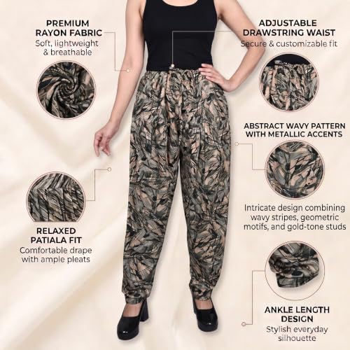 Image of FASHION GALLERY Women's Rayon Relaxed Fit Patiala Salwar with Full Length Drawstring Closure Type and Flexible Waist|Patiala Pant for Woman