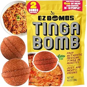 EZ Bombs Tinga Bomb Seasoning, Pack of 2 - Authentic Mexican Seasoning for Smoky Chipotle Tinga Sauce, Tacos, Tostadas, Tortas and More - Bold, Spicy & Tangy Flavor Quick and Flavorful Meals