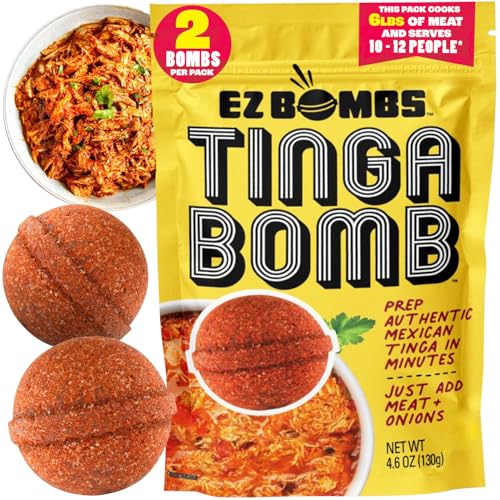 EZ Bombs Tinga Bomb Seasoning, Pack of 2 - Authentic Mexican Seasoning for Smoky Chipotle Tinga Sauce, Tacos, Tostadas, Tortas and More - Bold, Spicy & Tangy Flavor Quick and Flavorful Meals