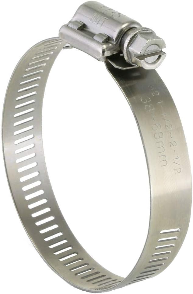 YDS SAE #32 Hose Clamp Stainless Steel 1-½ inch - 2-½ inch with High Torque, Worm Drive, ½ inch Band (Pack of 10)