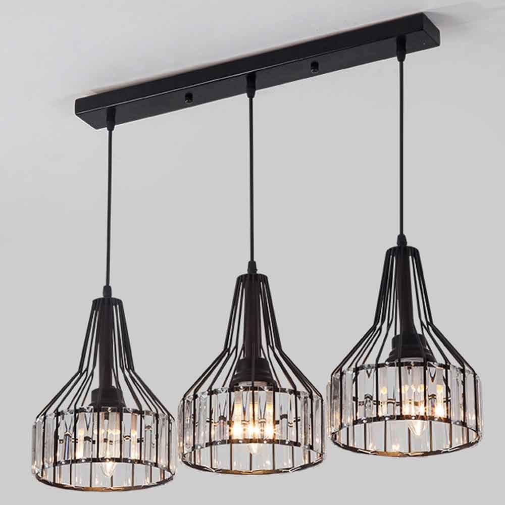 SXECAEPS Modern creative chandelier Cafe Restaurant Three Lights Crystal Modern Minimalist Creative Corridor Bar Table Lamps Led (Size : B)
