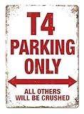 Größe: 20,3 x 30,5 cm PotteLove T4 Parking Only Metall-Wandschild, 30,5 x 45,7 cm, VW Volkswagen Transporter Camper