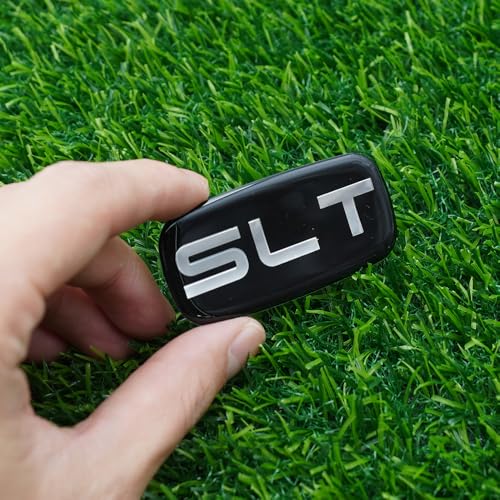 Image of Side Pillar Roof Cab Emblem Badge Nameplates Sticker Replacement for 2002-2007 inchSLT 2Pc (Black Chrome)