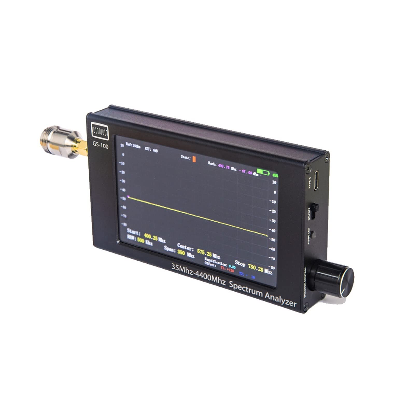 Analizzatore di spettro portatile da 4.3 pollici GS-100. Supporto analizzatore 35 MHZ-4400MHz