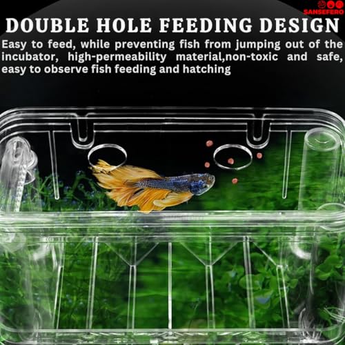 Image of Sansefero Double Deck Isolation Breeding Box for Aquarium Self Floating Multifunctional Isolation Acrylic Hatchery Incubator with Low Deck Seperating Small Fish (M)