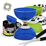 sundia diabolo triple bearing Alta calidad : Juego de malabares con un diábolo, 2 varillas de aluminio plegables con mangos de espuma (que garantizan un agarre firme), 2 cuerdas (una de repuesto) y una caja de lata perfecta para regalo.